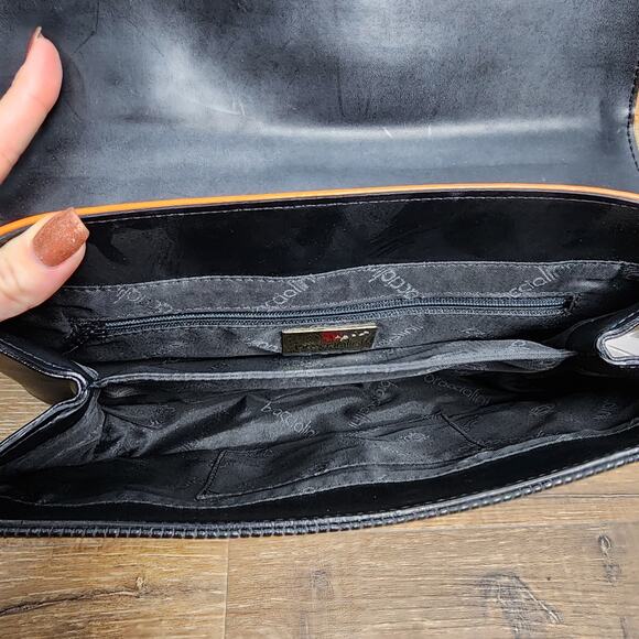 Braccialini Retro Color Block Italian Leather Top Handle Bag Crossbody - Picture 9 of 13